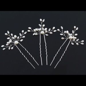 Pearl and crystal bridal formal hair pins